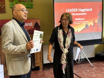 Pierre-Bernard Van Acker en Monique Swinnen tijdens persmoment LEADER Hageland+